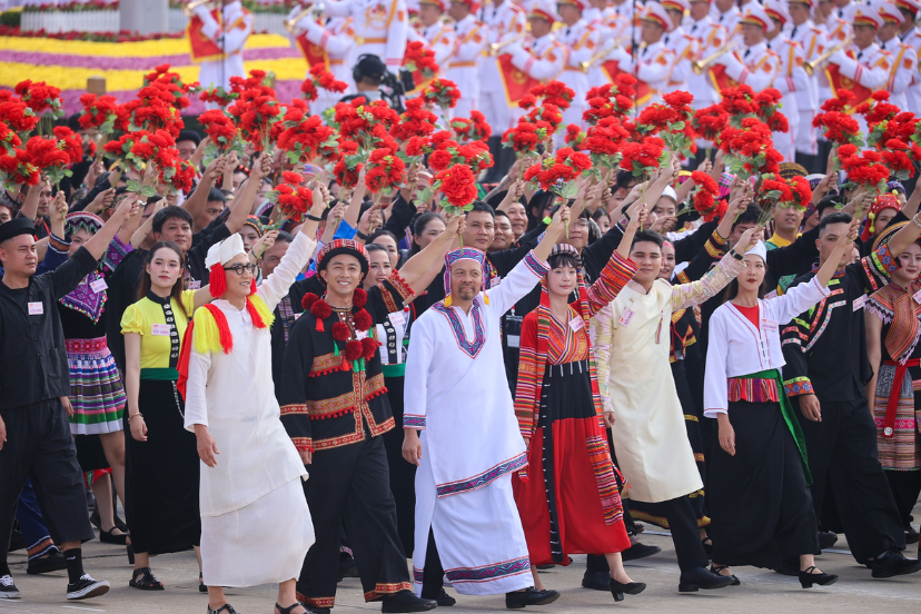 Ethnic minority people in northern Vietnam wearing traditional clothing